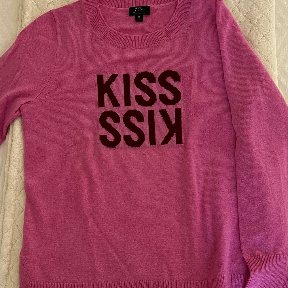 J. Crew Vibrant Pink Sweater with Playful Text